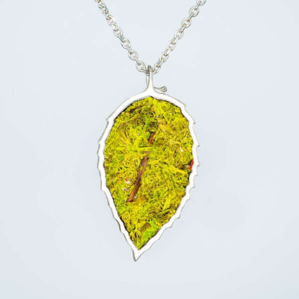 nachhaltiger Schmuck - Halskette Glowing Green Anhänger mit echtem Moos aus 925 Sterling Silber. Natur Pur aus Österreich. Schmuck - nachhaltig - echt - stark - Unikat - einzigartig